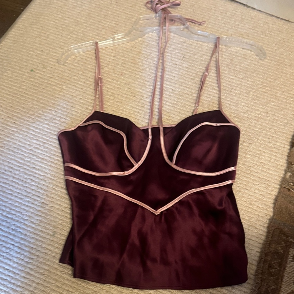 Elegant Burgundy Satin Women's Top